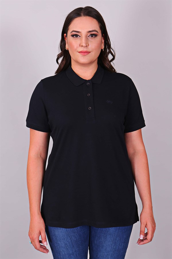 Polo Yaka Kısa Kol Siyah T-Shirt