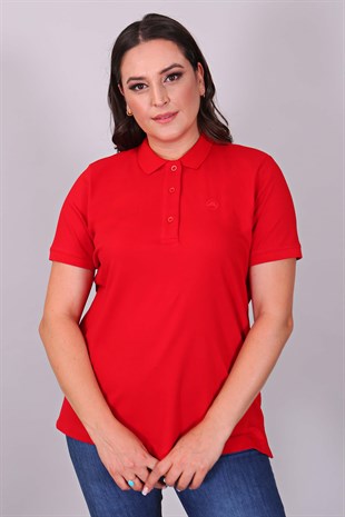 Polo Yaka Kısa Kol Kırmızı T-Shirt